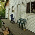 Exterior photo of the house's deck.